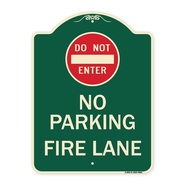 Designer Series-Do Not Enter No Parking Fire Lane With Graphic, 24" x 18", G-1824-9981